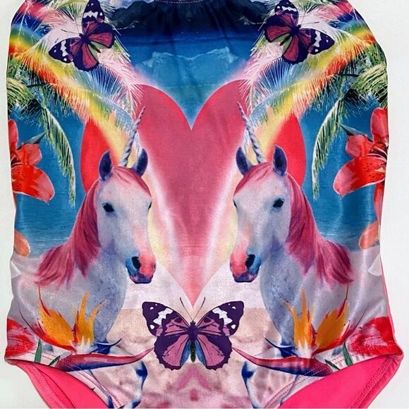 Unicorn Girls One Piece Swimsuit - 4/5 - Picture 2 of 6